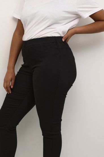 Kaffe Curve Ana Скъсен Twill Jeggings Дълбоко черно - Дамски Дънки & Панталони в Големи Размери – Plus Size - 