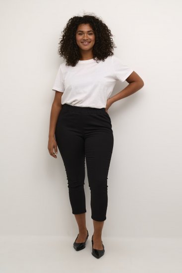 Kaffe Curve Ana Скъсен Twill Jeggings Дълбоко черно - Дамски Дънки & Панталони в Големи Размери – Plus Size - 