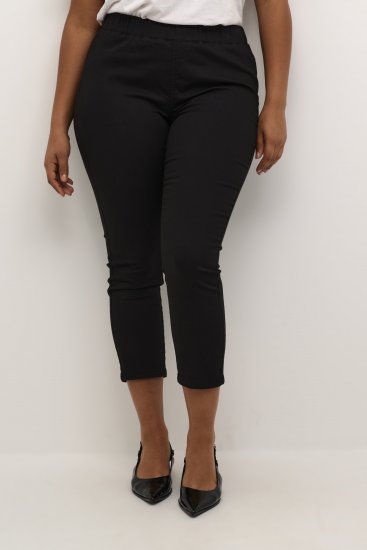 Kaffe Curve Ana Скъсен Twill Jeggings Дълбоко черно - Дамски Дънки & Панталони в Големи Размери – Plus Size - 