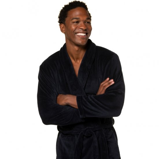 JP1880 Bathrobe with Spacious Patch Pockets Dark Navy - Бельо & Бански шорти - Мъжко бельо големи размери