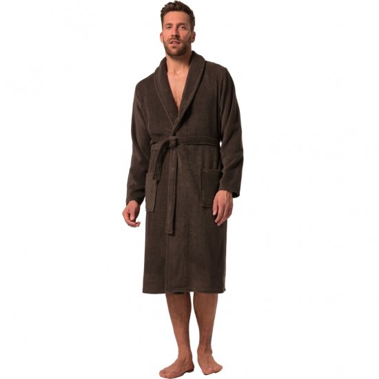 JP1880 Bathrobe Extra Soft Terry Cloth Brown - Бельо & Бански шорти - Мъжко бельо големи размери