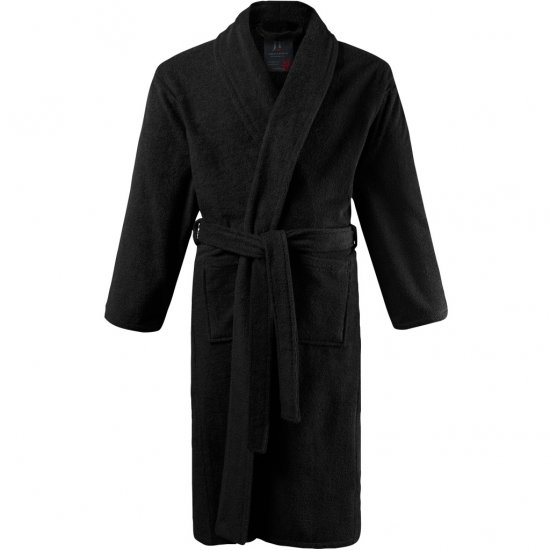 JP1880 Bathrobe Extra Soft Terry Cloth Black - Бельо & Бански шорти - Мъжко бельо големи размери