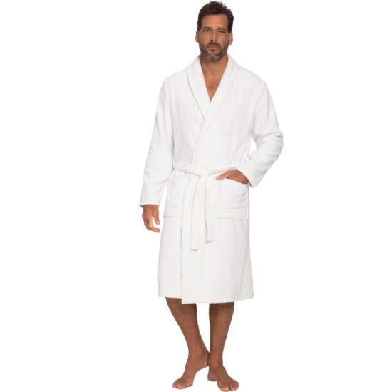 JP1880 Bathrobe Extra Soft Terry Cloth White - Бельо & Бански шорти - Мъжко бельо големи размери