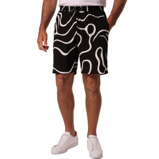 JP1880 Bermuda Shorts Soft Viscose All-over Print Black - Шорти - мъжки къси панталони големи размери