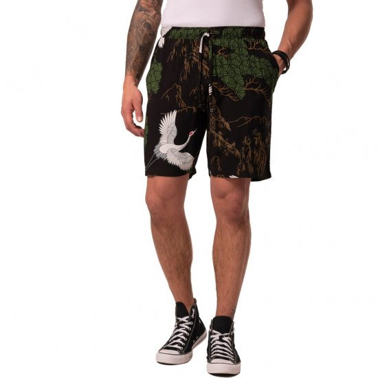 JP1880 Bermuda Shorts All-over Print Black - Шорти - мъжки къси панталони големи размери