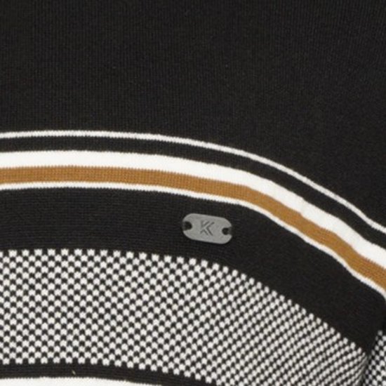 Kam Jeans 93 Stripe 1/4 Zipper Knitted Sweater Black - Суичъри & cуичъри с качулка - мъжки суичъри големи размери