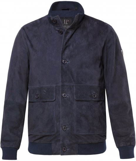 JP1880 Soft Goatskin Suede Leather Jacket Navy - Кожени якета - Кожени якета в големи размери