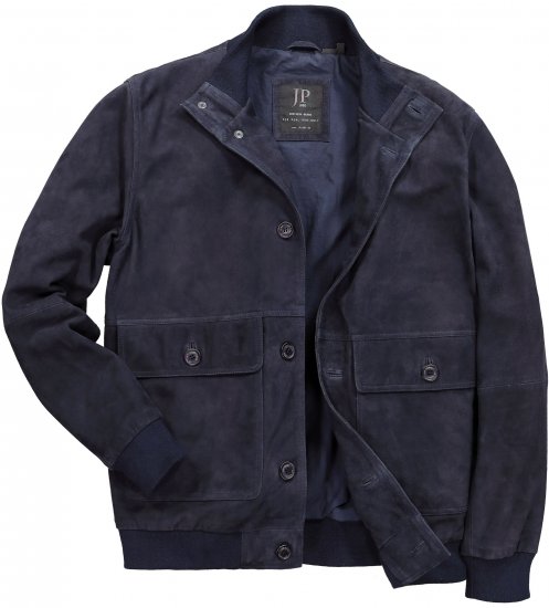 JP1880 Soft Goatskin Suede Leather Jacket Navy - Кожени якета - Кожени якета в големи размери