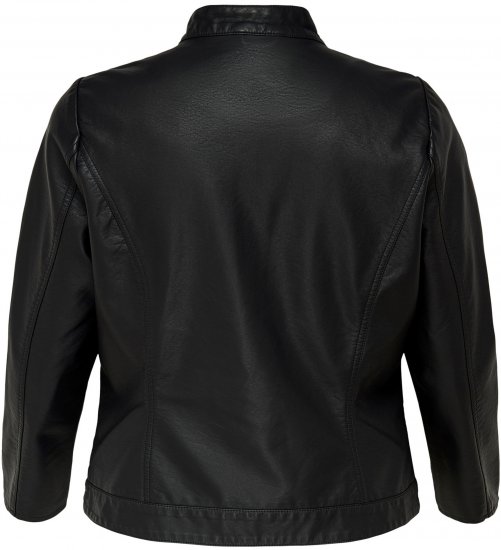 Only Carmakoma Robber Leather Jacket Black - Кожени якета - 