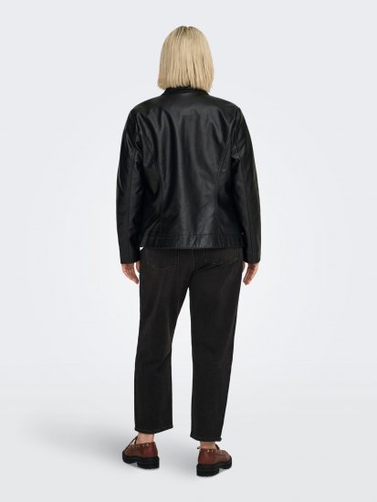 Only Carmakoma Robber Leather Jacket Black - Кожени якета - 
