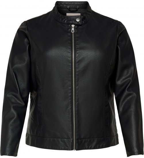 Only Carmakoma Robber Leather Jacket Black - Кожени якета - 