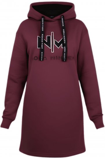Nora Mikken KADRI WHITE Long Hoodie Burgundy - Суичъри & cуичъри с качулка - 