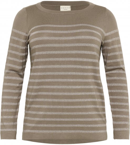 Kaffe Curve Linia Boatneck Pullover Morel Melange with Silver Lurex - Плетени пуловери - 