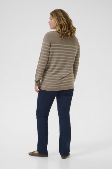 Kaffe Curve Linia Boatneck Pullover Morel Melange with Silver Lurex - Плетени пуловери - 