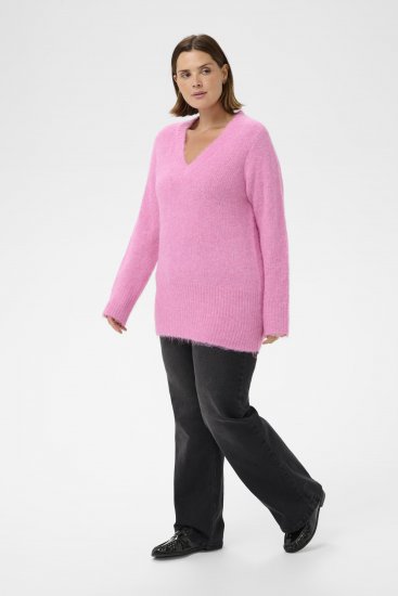 Kaffe Curve Emilia Pullover Pink Power Melange - Kaffe Curve - 