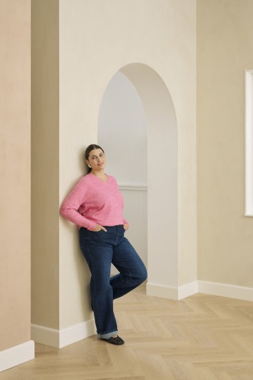 Kaffe Curve Emilia Pullover Pink Power Melange - Kaffe Curve - 