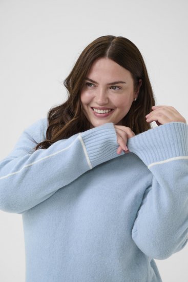Kaffe Curve Jina Knit Pullover Powder Blue Melange - Плетени пуловери - 