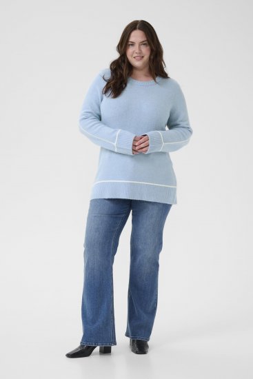 Kaffe Curve Jina Knit Pullover Powder Blue Melange - Плетени пуловери - 