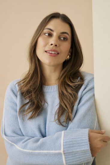 Kaffe Curve Jina Knit Pullover Powder Blue Melange - Плетени пуловери - 