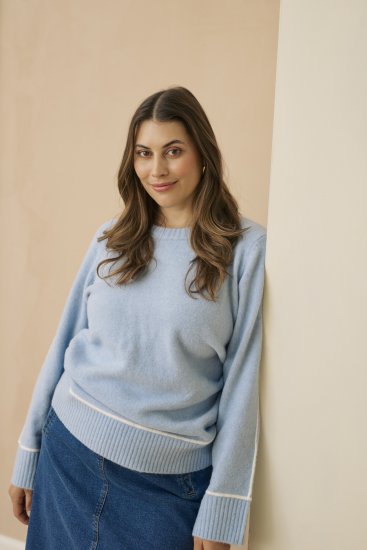 Kaffe Curve Jina Knit Pullover Powder Blue Melange - Плетени пуловери - 