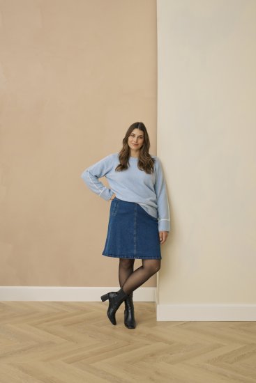 Kaffe Curve Jina Knit Pullover Powder Blue Melange - Плетени пуловери - 