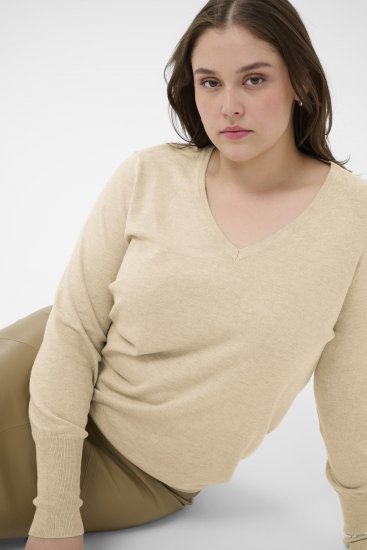 Kaffe Curve Lizzy Long Sleeve Pullover Feather Grey Melange - Плетени пуловери - 