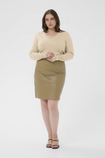 Kaffe Curve Lizzy Long Sleeve Pullover Feather Grey Melange - Плетени пуловери - 