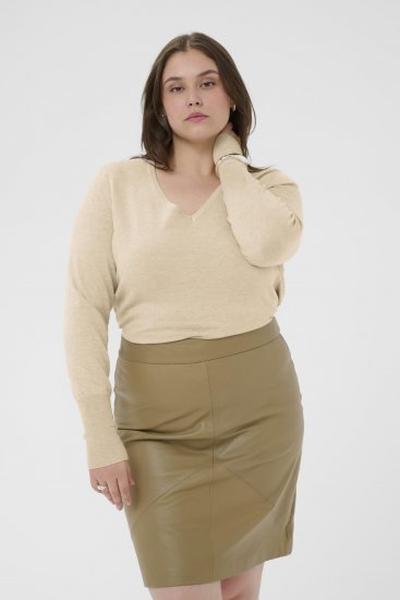 Kaffe Curve Lizzy Long Sleeve Pullover Feather Grey Melange - Плетени пуловери - 