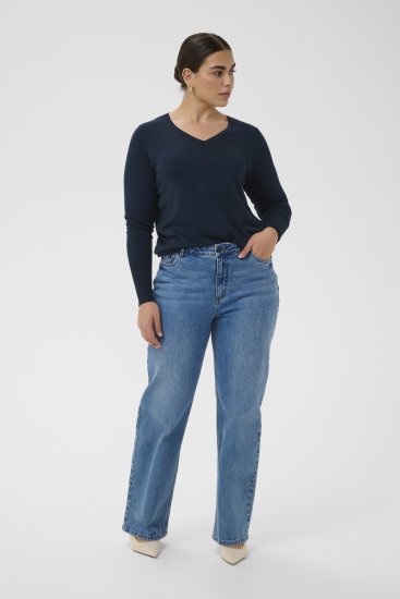 Kaffe Curve Lizzy Long Sleeve Pullover Midnight Marine - Плетени пуловери - 
