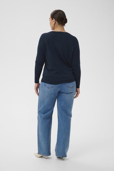 Kaffe Curve Lizzy Long Sleeve Pullover Midnight Marine - Плетени пуловери - 