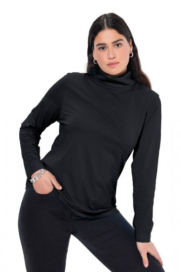 Ulla Popken Basic Long Sleeve Slim Fit Turtleneck Black - Суичъри & cуичъри с качулка - Уютни суитшърти, суичъри и плетива