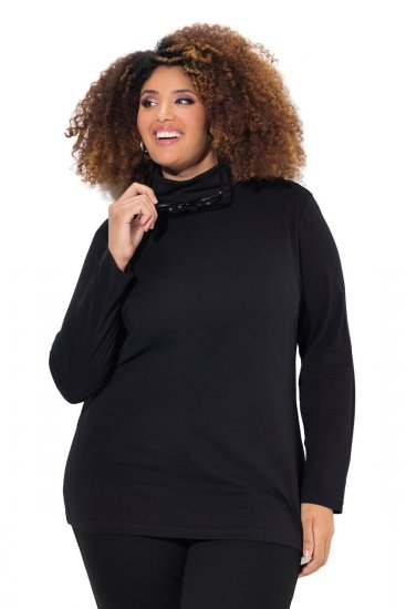 Ulla Popken Basic Long Sleeve Slim Fit Turtleneck Black - Суичъри & cуичъри с качулка - Уютни суитшърти, суичъри и плетива