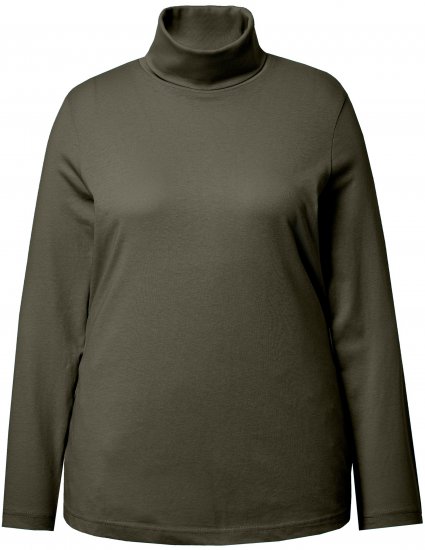 Ulla Popken Basic Long Sleeve Slim Fit Turtleneck Olive - Суичъри & cуичъри с качулка - 
