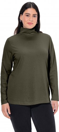 Ulla Popken Basic Long Sleeve Slim Fit Turtleneck Olive - Суичъри & cуичъри с качулка - 