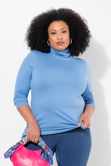Ulla Popken Basic Long Sleeve Slim Fit Turtleneck Light Cornflower - Суичъри & cуичъри с качулка - Уютни суитшърти, суичъри и плетива