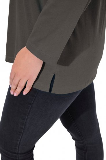 Ulla Popken Back To Basics V-Neck Relaxed Fit Cotton Tee Graphite Grey - Тениски - Дамски тениски