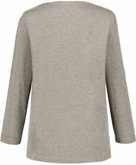 Ulla Popken Back To Basics V-Neck Relaxed Fit Cotton Tee Light Grey Melange - Тениски - 