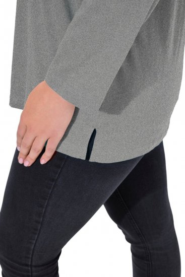 Ulla Popken Back To Basics V-Neck Relaxed Fit Cotton Tee Light Grey Melange - Тениски - Дамски тениски