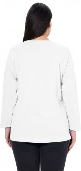 Ulla Popken Back To Basics V-Neck Relaxed Fit Cotton Tee Snow White - Тениски - 