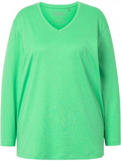 Ulla Popken Back To Basics V-Neck Relaxed Fit Cotton Tee Mint Green - Тениски - 