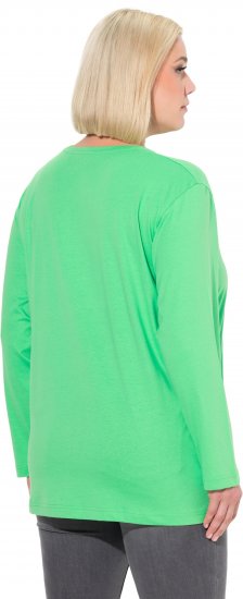 Ulla Popken Back To Basics V-Neck Relaxed Fit Cotton Tee Mint Green - Тениски - 