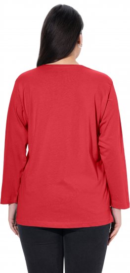 Ulla Popken Back To Basics V-Neck Relaxed Fit Cotton Tee Salsa Red - Тениски - 