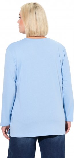 Ulla Popken Back To Basics V-Neck Relaxed Fit Cotton Tee Light Blue - Тениски - 