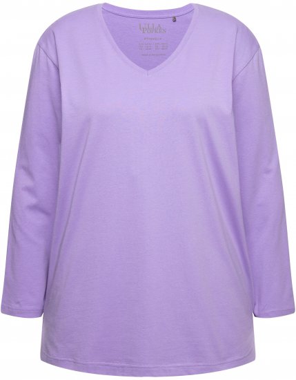 Ulla Popken Back To Basics V-Neck Relaxed Fit Cotton Tee Pale Lilac - Тениски - 