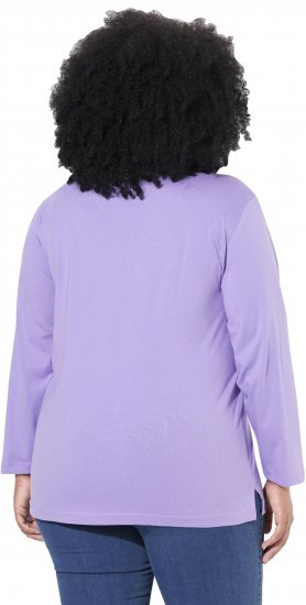 Ulla Popken Back To Basics V-Neck Relaxed Fit Cotton Tee Pale Lilac - Тениски - 