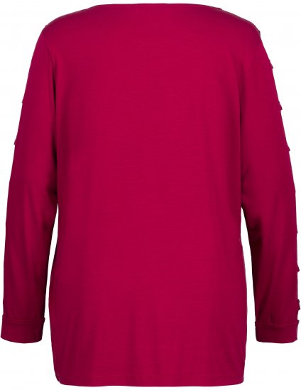 Ulla Popken Rhinestone Accent Statement Cutout Sleeve Stretch Knit Top Wine Red - Печатни тениски за жени - 