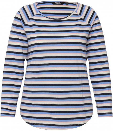 Ulla Popken Striped A-Line Long Sleeve Tee Navy Blue - Печатни тениски за жени - 
