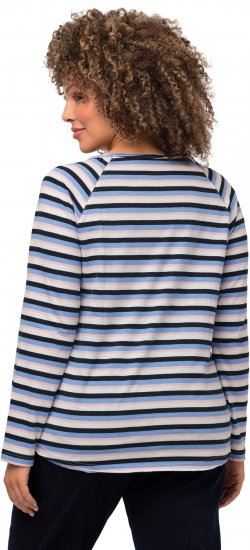 Ulla Popken Striped A-Line Long Sleeve Tee Navy Blue - Печатни тениски за жени - 