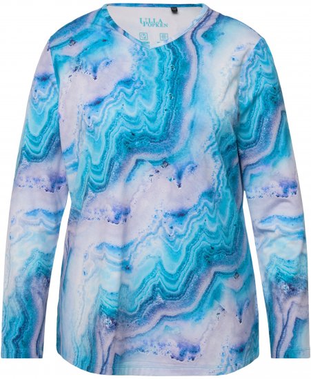 Ulla Popken Marble Ski Top with Gaiter Bright Turquoise - Печатни тениски за жени - 