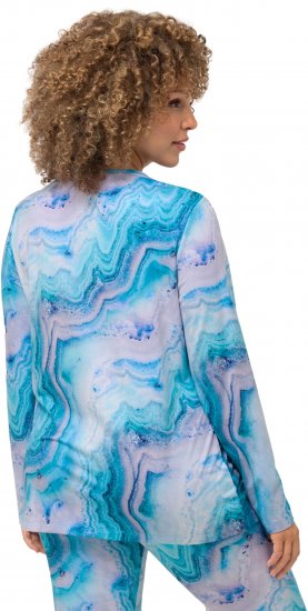 Ulla Popken Marble Ski Top with Gaiter Bright Turquoise - Печатни тениски за жени - 